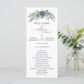 Elegant Dusty Blue Floral Wedding Program Programm (Stehend Vorderseite)