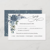 Elegant Dusty Blue Floral Wedding Response Card RSVP Karte (Vorne/Hinten)