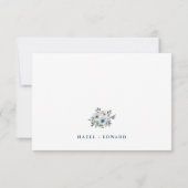 Elegant Dusty Blue Floral Wedding RSVP Card (Rückseite)