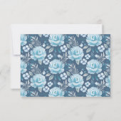 Elegant Dusty Blue Floral Wedding RSVP Card Karte (Rückseite)