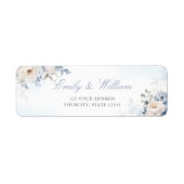 Elegant Dusty Blue Floral Wedding Rücksendeadresse (Vorne)