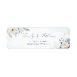 Elegant Dusty Blue Floral Wedding Rücksendeadresse