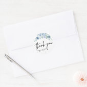 Elegant Dusty Blue Floral Wedding Runder Aufkleber (Umschlag)