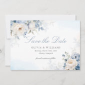 Elegant Dusty Blue Floral Wedding Save The Date (Vorderseite)