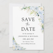 Elegant Dusty Blue Floral Wedding speichern das Da Save The Date (Vorderseite)