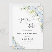 Elegant Dusty Blue Floral Wedding speichern das Da Save The Date (Vorderseite)
