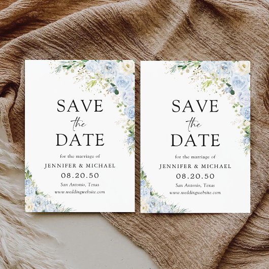 Elegant Dusty Blue Floral Wedding speichern das Da Save The Date
