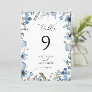 Elegant Dusty Blue Floral Wedding Tischnummer
