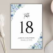 Elegant Dusty Blue Floral Wedding Tischnummer