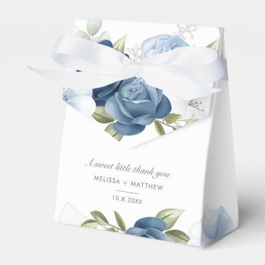 Elegant Dusty Blue Floral Wedding Vielen Dank Geschenkschachtel (Vorderseite)