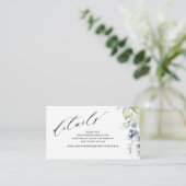 Elegant Dusty Blue Floral Wedding Website /Details Begleitkarte (Stehend Vorderseite)