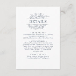 Elegant Dusty Blue Floral Wreath Wedding Details Begleitkarte