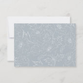 Elegant Dusty Blue Floral Wreath Wedding RSVP Card Einladung (Rückseite)