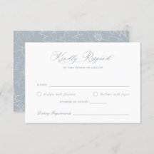 Elegant Dusty Blue Floral Wreath Wedding RSVP Card