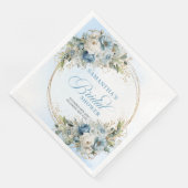 Elegant dusty blue florals eucalyptus gold party  serviette (Ecke)