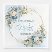 Elegant dusty blue florals eucalyptus gold party  serviette (Vorderseite)