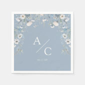 Elegant Dusty Blue Flowers Blumenhochzeit Serviette (Vorderseite)