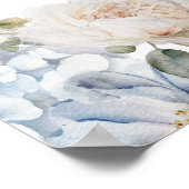 Elegant Dusty Blue Flowers Garden Wedding Willkomm Poster (Ecke)