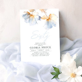 Elegant Dusty Blue Flowers Minimalistisch Geburtst Einladung