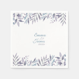 Elegant Dusty Blue Flowers Napkins Serviette