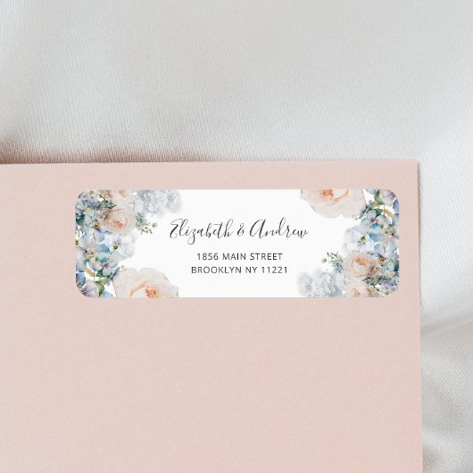 Elegant Dusty Blue Flowers Rücksendeadresse