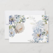 Elegant Dusty Blue Flowers Wedding RSVP Karte (Rückseite)