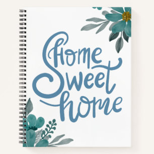 Elegant Dusty Blue Flowers Zuhause Sweet Zuhause C Notizblock