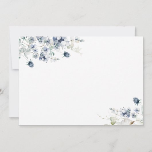 Elegant Dusty Blue Foliage Wedding 3 FOTO Save The Date (Rückseite)