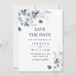 Elegant Dusty Blue Foliage Wedding Save the Date