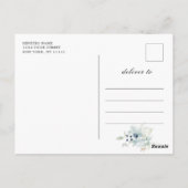 Elegant Dusty Blue Foliage Wedding Save the Date Postkarte (Rückseite)