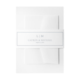 Elegant Dusty Blue Formal Monogram Wedding Einladungsbanderole