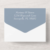 Elegant Dusty Blue Foto Hochzeit Einladung (Rückseite)