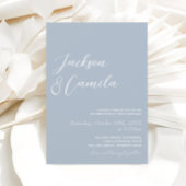 Elegant Dusty Blue Foto Wedding Einladung