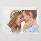 Elegant Dusty Blue Foto Wedding Save the Date (Rückseite)