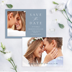 Elegant Dusty Blue Foto Wedding Save the Date