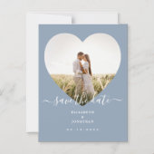 Elegant Dusty Blue Foto Wedding Save the Date Magneteinladung (Vorderseite)