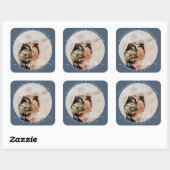 Elegant Dusty Blue Foto Wedding Save the Date Quadratischer Aufkleber (Blatt)