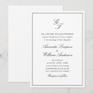 Elegant Dusty Blue French Garden Floral Wedding Einladung