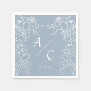 Elegant Dusty Blue French Rose Hochzeit Serviette