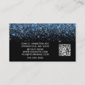 Elegant Dusty Blue Glitter Photo QR Code Visitenkarte (Rückseite)