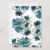 Elegant dusty blue gold Floral Baby shower Einladung (Rückseite)