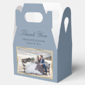 Elegant Dusty Blue Gold Wedding Foto Vielen Dank Geschenkschachtel (Geöffnet)