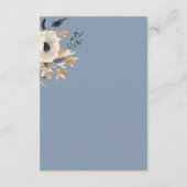 Elegant Dusty Blue Gold Winter Floral Wedding Begleitkarte (Rückseite)