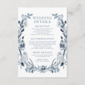Elegant Dusty Blue Gray Floral Wedding Details Begleitkarte (Vorderseite)