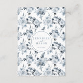 Elegant Dusty Blue Gray Floral Wedding Details Begleitkarte (Rückseite)