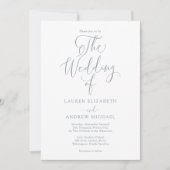 Elegant Dusty Blue Gray Minimalistisch Wedding Einladung (Vorderseite)