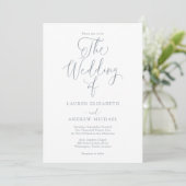 Elegant Dusty Blue Gray Minimalistisch Wedding Einladung (Stehend Vorderseite)