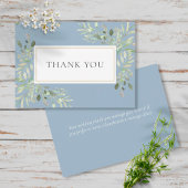 Elegant Dusty Blue Greenerity Blätter Wedding Dankeskarte