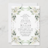 Elegant Dusty Blue Greenerity Engagement Party Einladung (Vorderseite)