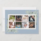 Elegant Dusty Blue Greenerity Foto Collage Wedding Dankeskarte (Vorderseite)